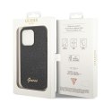 Guess Glitter Flakes Metal Logo Case - Case for iPhone 14 Pro (Black)