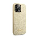 Guess Glitter Flakes Metal Logo Case - Case for iPhone 14 Pro Max (Gold)