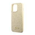 Guess Glitter Flakes Metal Logo Case - Case for iPhone 14 Pro Max (Gold)