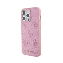 Guess Leather 4G Stamped - Case for iPhone 15 Pro (Pink)