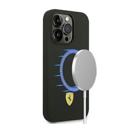 Ferrari Liquid Silicone Case Metal Logo MagSafe - Case for iPhone 14 Pro Max (Black)