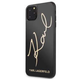 Karl Lagerfeld Double Layers Tempered Glass Signature Glitter Case for iPhone 11 Pro Max (Black)