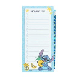 Disney Stitch Tropical - Magnetic notepad / shopping list for fridge + pencil (10 x 21 cm)