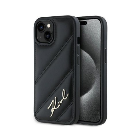 Karl Lagerfeld Diagonal Quilted Script - Case for iPhone 13 (Black)