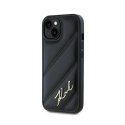 Karl Lagerfeld Diagonal Quilted Script - Case for iPhone 15 / 14 / 13 (Black)