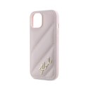 Karl Lagerfeld Diagonal Quilted Script - Case for iPhone 15 / 14 / 13 (Pink)