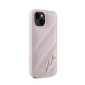 Karl Lagerfeld Diagonal Quilted Script - Case for iPhone 15 Plus / 14 Plus (Pink)