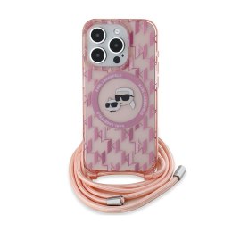 Karl Lagerfeld IML Crossbody Monogram Karl & Choupette Head MagSafe - Case for iPhone 15 Pro Max (Pink)