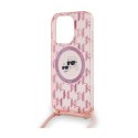 Karl Lagerfeld IML Crossbody Monogram Karl & Choupette Head MagSafe - Case for iPhone 15 Pro (Pink)