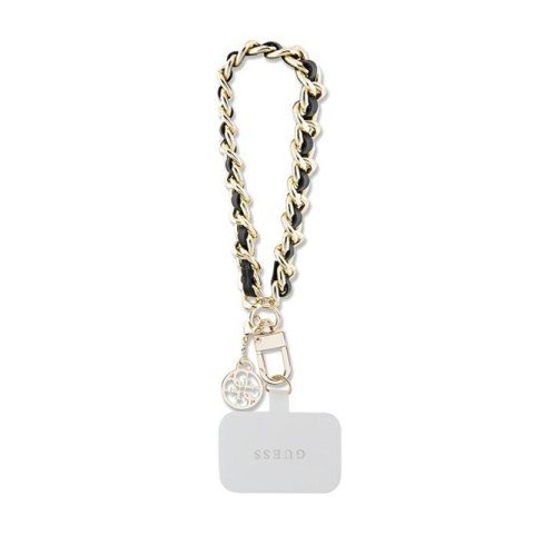 Guess Universal Hand Strap Saffiano Chain 4G Charm - Universal phone strap (Black)