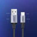 Kabel Ugreen US288 60128 USB-A / USB-C QC 3.0 3A 2m - szary