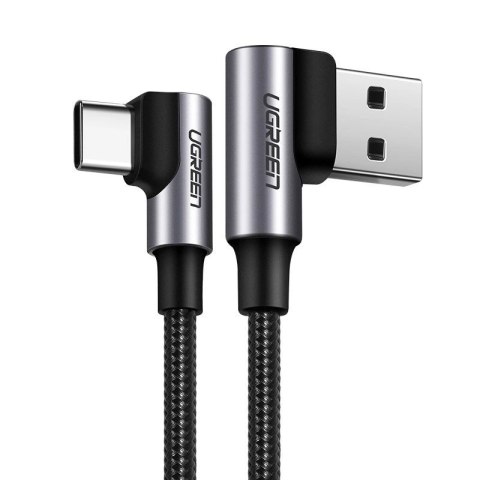 Ugreen kątowy kabel przewód USB - USB Typ C Quick Charge 3.0 QC3.0 3 A 2 m szary (US176 20857)