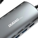 HUB Dudao A15Pro 11w1 USB-C - USB-C PD 60W / HDMI / 3,5 mm mini jack / SD, microSD / VGA / RJ45 / 3x USB-A 3.2 Gen 1 - szary