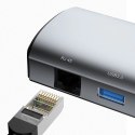 HUB Dudao A15Pro 11w1 USB-C - USB-C PD 60W / HDMI / 3,5 mm mini jack / SD, microSD / VGA / RJ45 / 3x USB-A 3.2 Gen 1 - szary