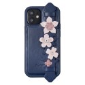 Kingxbar Sweet Series żelowe etui ozdobione oryginalnymi Kryształami Swarovskiego z podstawką iPhone 12 Pro / iPhone 12 niebiesk