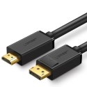 Ugreen jednokierunkowy kabel z DisplayPort na HDMI 4K 30 Hz 32 AWG 1,5 m czarny (DP101 10239)