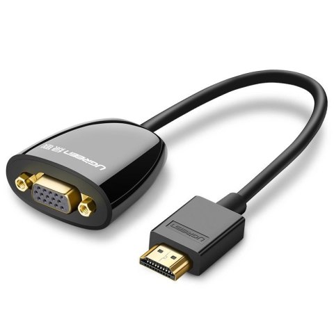 Ugreen kabel przewód przejściówka adapter jednokierunkowy z HDMI (męski) do VGA (żeński) FHD czarny (MM105 40253)