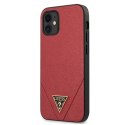 Etui Guess Saffiano na iPhone 12 mini - czerwone Saffiano