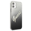 Etui Guess Glitter Gradient Script na iPhone 12 mini - czarne