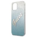 Etui Guess Glitter Gradient Script na iPhone 12 mini - niebieskie