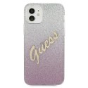 Etui Guess Glitter Gradient Script na iPhone 12 mini - różowe