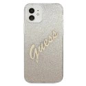 Etui Guess Glitter Gradient Script na iPhone 12 mini - złote