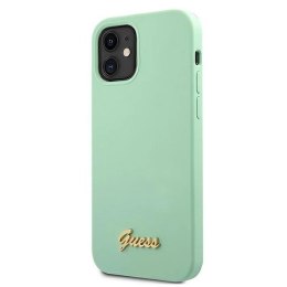 Etui Guess Metal Logo Script na iPhone 12 mini - zielone