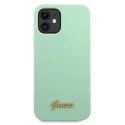 Etui Guess Metal Logo Script na iPhone 12 mini - zielone