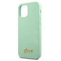 Etui Guess Metal Logo Script na iPhone 12 mini - zielone