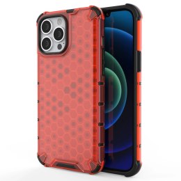 Honeycomb etui pancerny pokrowiec z żelową ramką iPhone 13 Pro Max czerwony