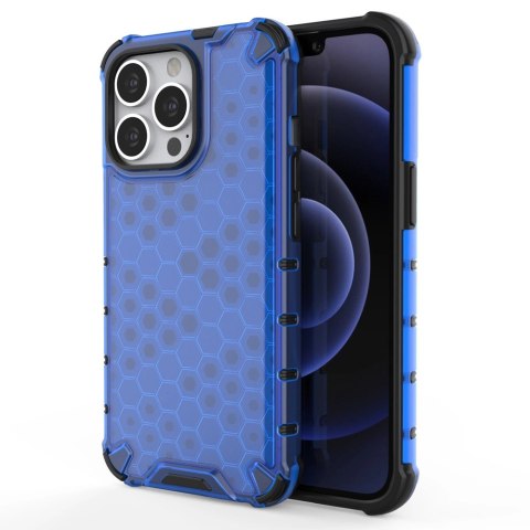 Honeycomb etui pancerny pokrowiec z żelową ramką iPhone 13 Pro niebieski