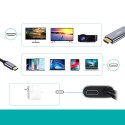 Choetech przejściówka adapter USB Typ C na HDMI 4K + USB Typ C PD do MacBook / PC 1.8m szary (XCH-M18GY)