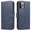 Magnet Case elegancki futerał etui pokrowiec z klapką i funkcją podstawki iPhone 13 Pro Max niebieski