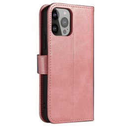 Magnet Case elegancki futerał etui pokrowiec z klapką i funkcją podstawki iPhone 13 Pro Max różowy