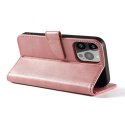 Magnet Case elegancki futerał etui pokrowiec z klapką i funkcją podstawki iPhone 13 Pro Max różowy