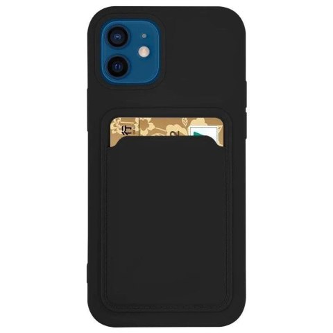 Card Case silikonowe etui portfel z kieszonką na kartę dokumenty do Samsung Galaxy A42 5G czarny