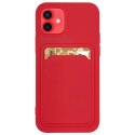 Card Case silikonowe etui portfel z kieszonką na kartę dokumenty do iPhone 11 Pro Max czerwony