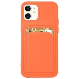 Card Case silikonowe etui portfel z kieszonką na kartę dokumenty do iPhone 13 Pro pomarańczowy