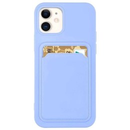 Card Case silikonowe etui portfel z kieszonką na kartę dokumenty do Samsung Galaxy A22 4G fioletowy