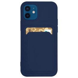 Card Case silikonowe etui portfel z kieszonką na kartę dokumenty do Samsung Galaxy A22 4G granatowy