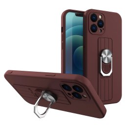 Ring Case silikonowe etui z uchwytem na palec i podstawką do iPhone 12 Pro Max brązowy