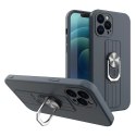 Ring Case silikonowe etui z uchwytem na palec i podstawką do iPhone 12 Pro ciemnoniebieski