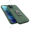 Ring Case silikonowe etui z uchwytem na palec i podstawką do iPhone 12 mini ciemnozielony