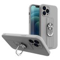 Ring Case silikonowe etui z uchwytem na palec i podstawką do iPhone 12 mini srebrny