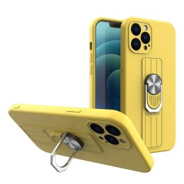 Ring Case silikonowe etui z uchwytem na palec i podstawką do iPhone 12 żółty