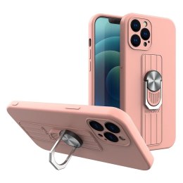 Ring Case silikonowe etui z uchwytem na palec i podstawką do iPhone 13 Pro różowy