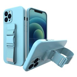 Rope case żelowe etui ze smyczą łańcuszkiem torebka smycz iPhone SE 2022 / SE 2020 / iPhone 8 / iPhone 7 niebieski