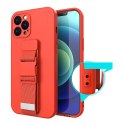 Rope case żelowe etui ze smyczą łańcuszkiem torebka smycz iPhone 12 Pro Max fioletowy