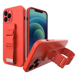 Rope case żelowe etui ze smyczą łańcuszkiem torebka smycz iPhone 12 czerwony