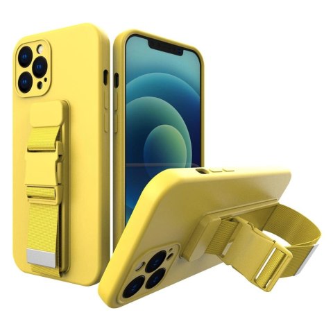 Rope case żelowe etui ze smyczą łańcuszkiem torebka smycz iPhone 12 mini żółty